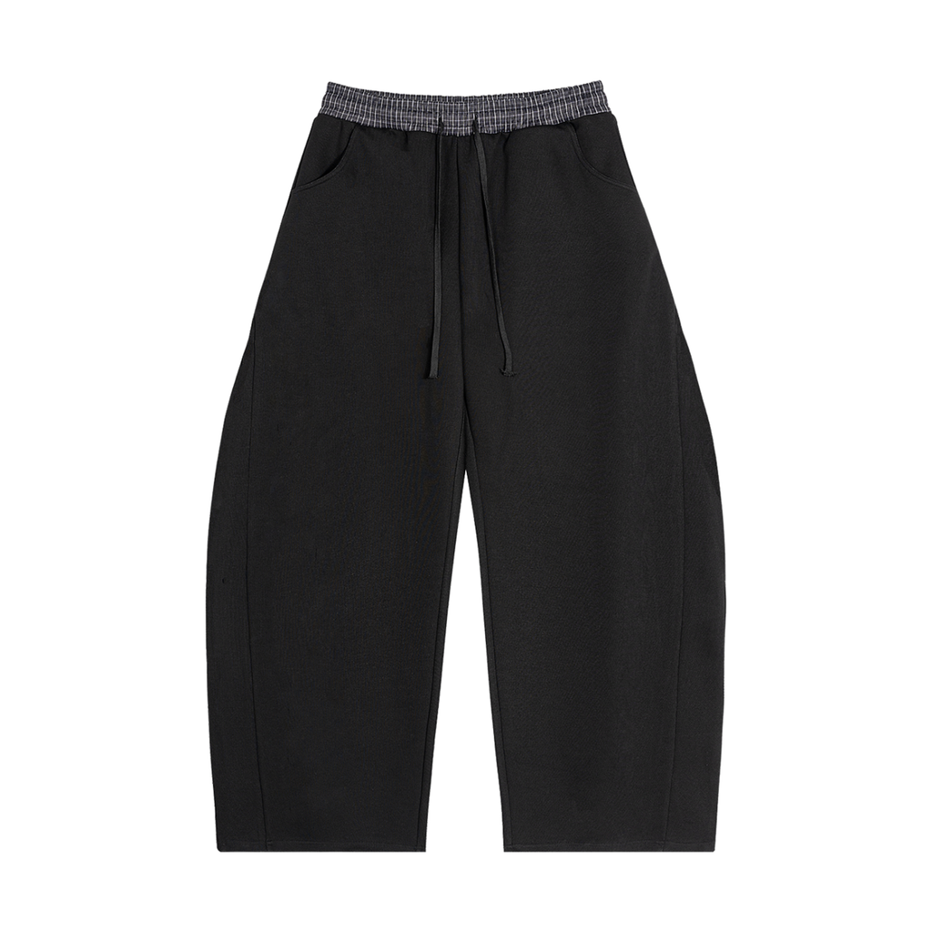 Sub Rosa Back Pocket Logo Plaid Waistband Barrel Sweatpants
