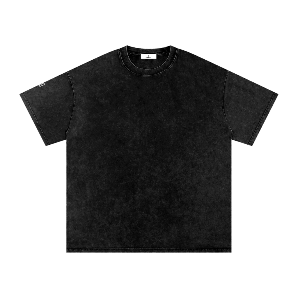Sub Rosa Logo Right Sleeve Snow Washed Oversized Cotton T-Shirt