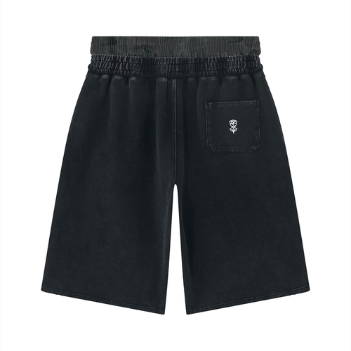 Sub Rosa Back Pocket Logo Vintage Wash Distressed Wide Leg Shorts